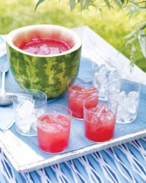 Watermelon bowl with vodka punch