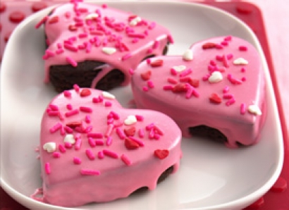 Pink Glazed Heart Brownies 