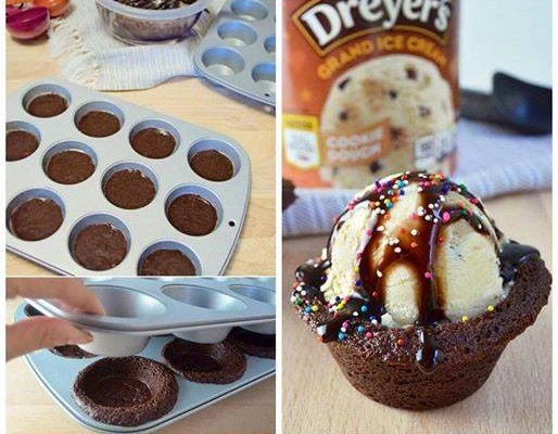 How to make brownie ice cream cupcakes