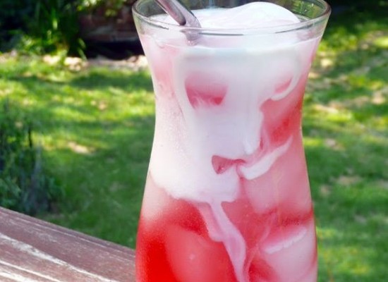 Strawberry rose cream soda